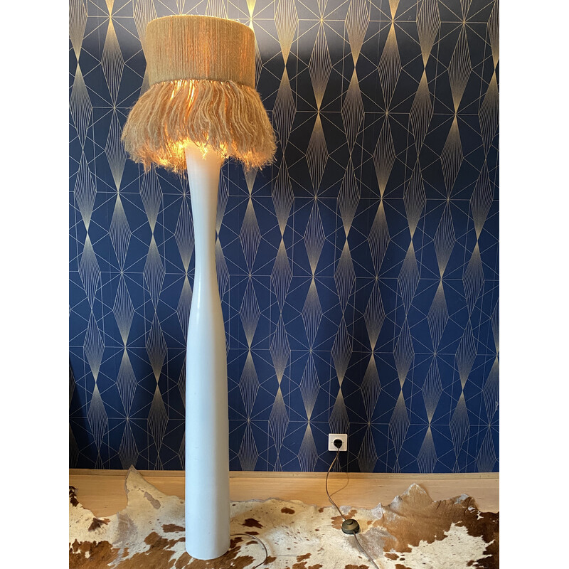 Vintage "Diabolo" vloerlamp van hout, touw en wol, 1960