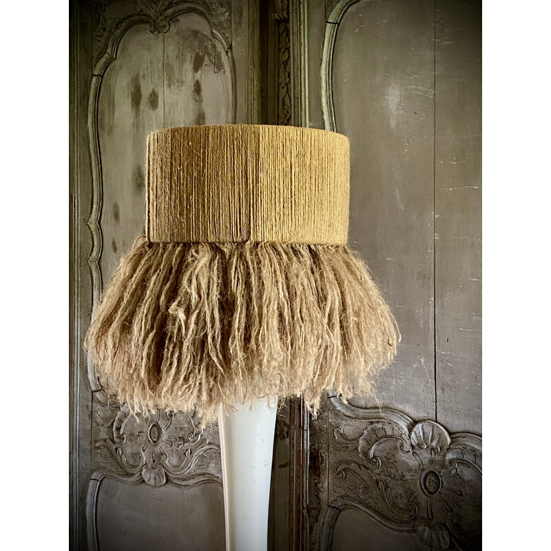 Vintage "Diabolo" floor lamp in wood, rope and wool, 1960s