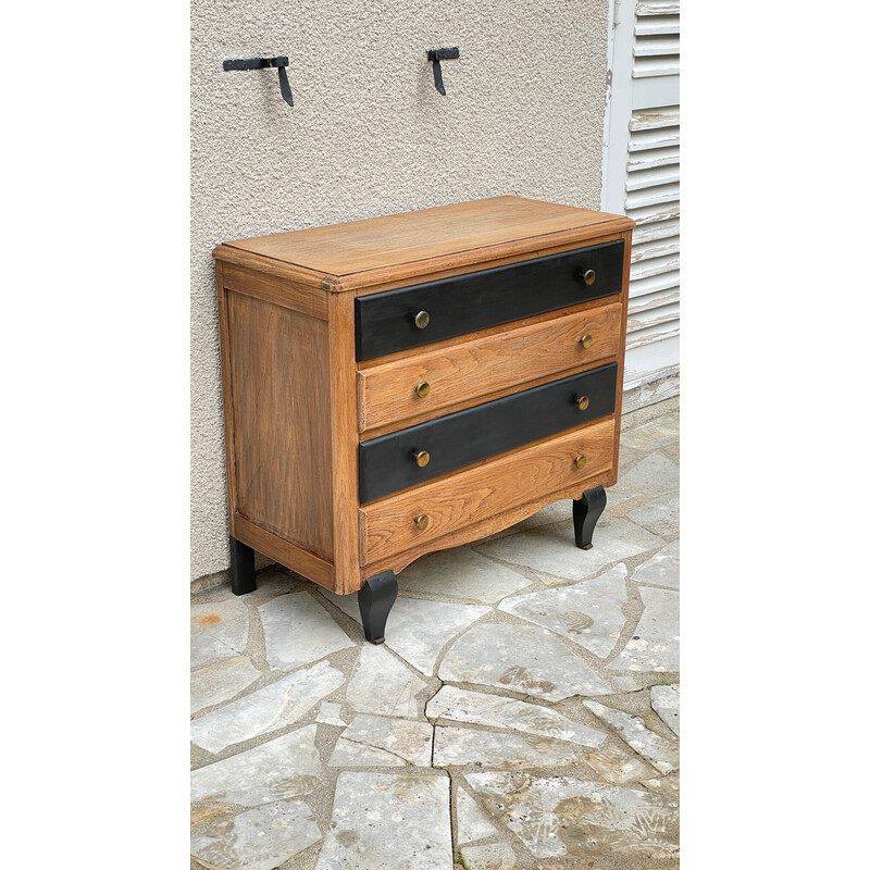 Vintage chest of drawers in black wood, 1930s