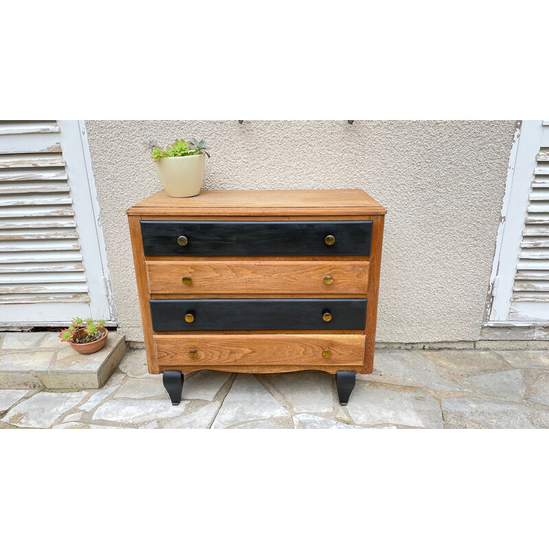 Vintage chest of drawers in black wood, 1930s