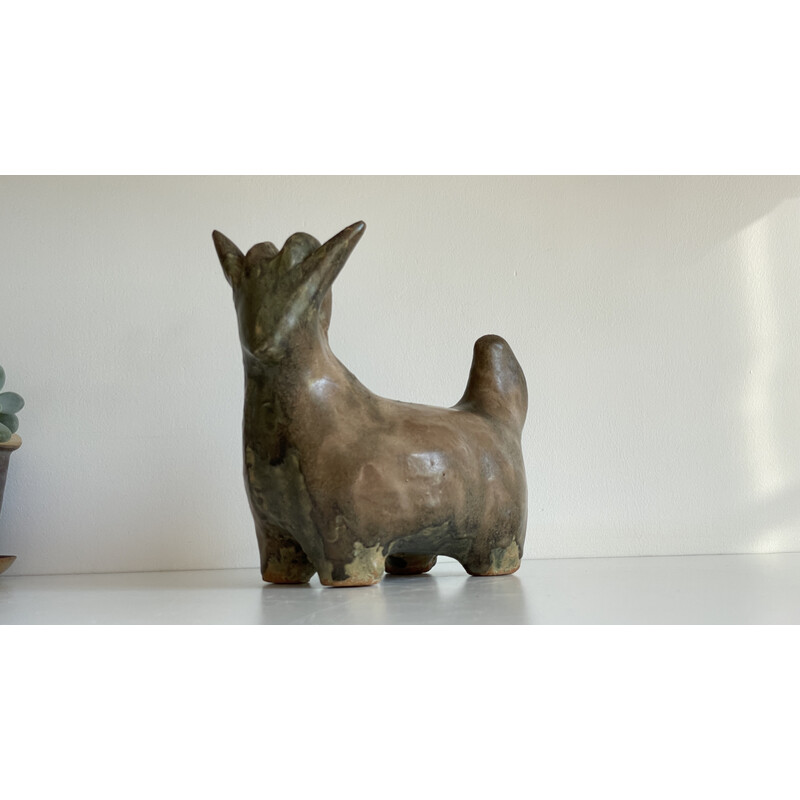 Vintage zoomorphic ceramic paperweight in the shape of a ram