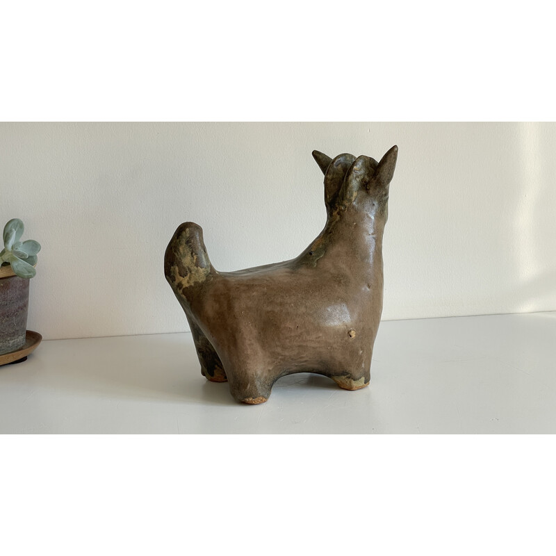 Vintage zoomorphic ceramic paperweight in the shape of a ram