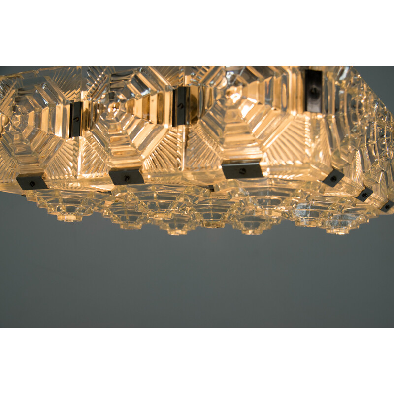 Lustre vintage en verre brutaliste par Kamenicky Senov, 1970