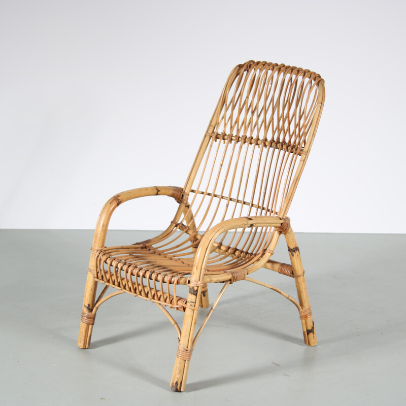 Vintage "French Riviera" bamboo armchair by Franco Albini, Italy 1950s