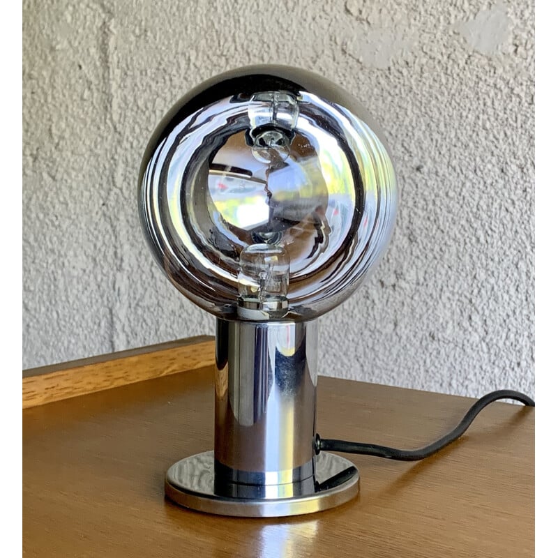 Lampe de table vintage en chrome et verre par Motoko Ishii pour Staff Leuchten, Allemagne