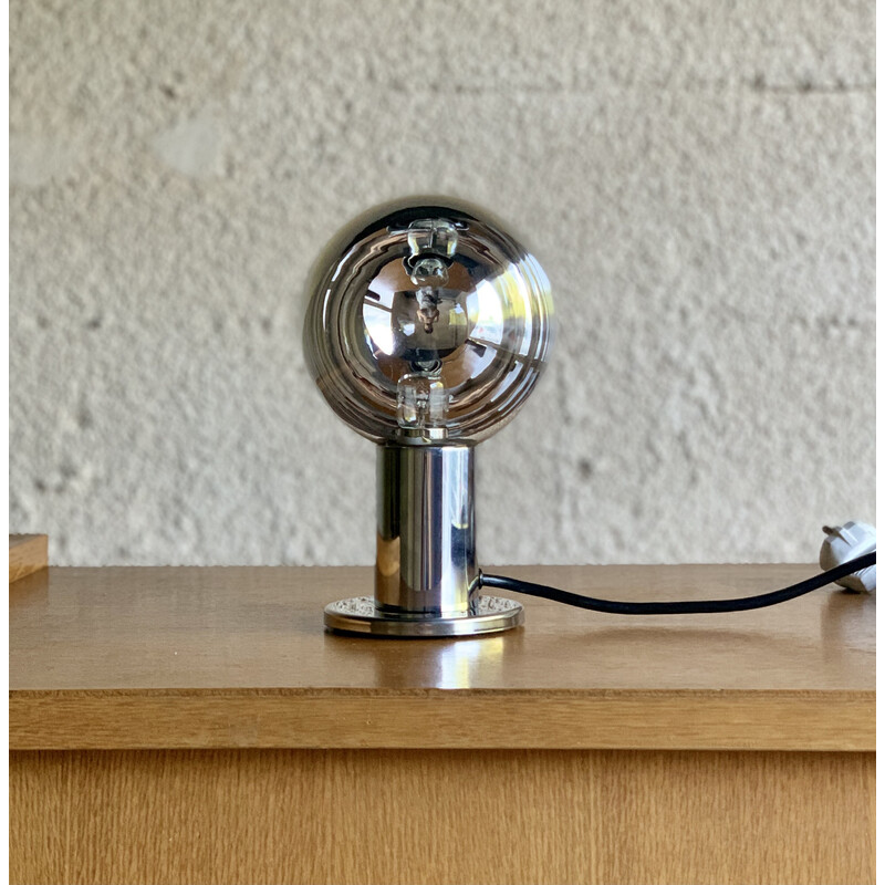 Lampe de table vintage en chrome et verre par Motoko Ishii pour Staff Leuchten, Allemagne