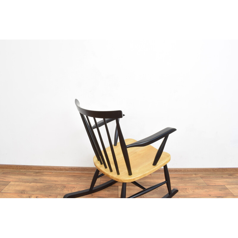 Vintage schommelstoel in zwart, Zweden 1960