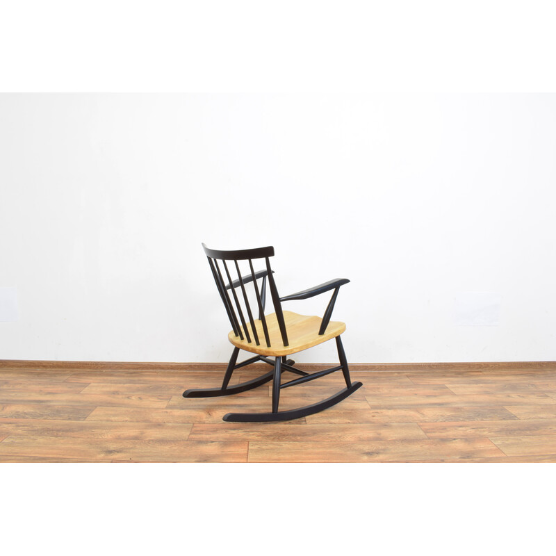 Vintage rocking chair in black, Sweden 1960s