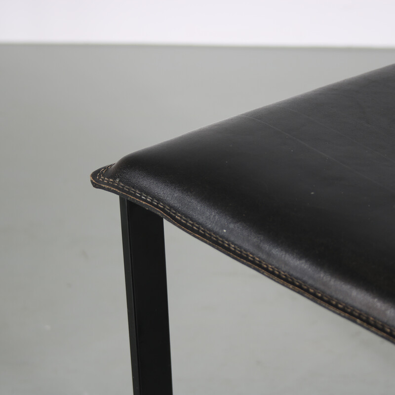 Vintage zwart metalen bijzetstoel van Gastone Rinaldi voor Thema, Italië 1980