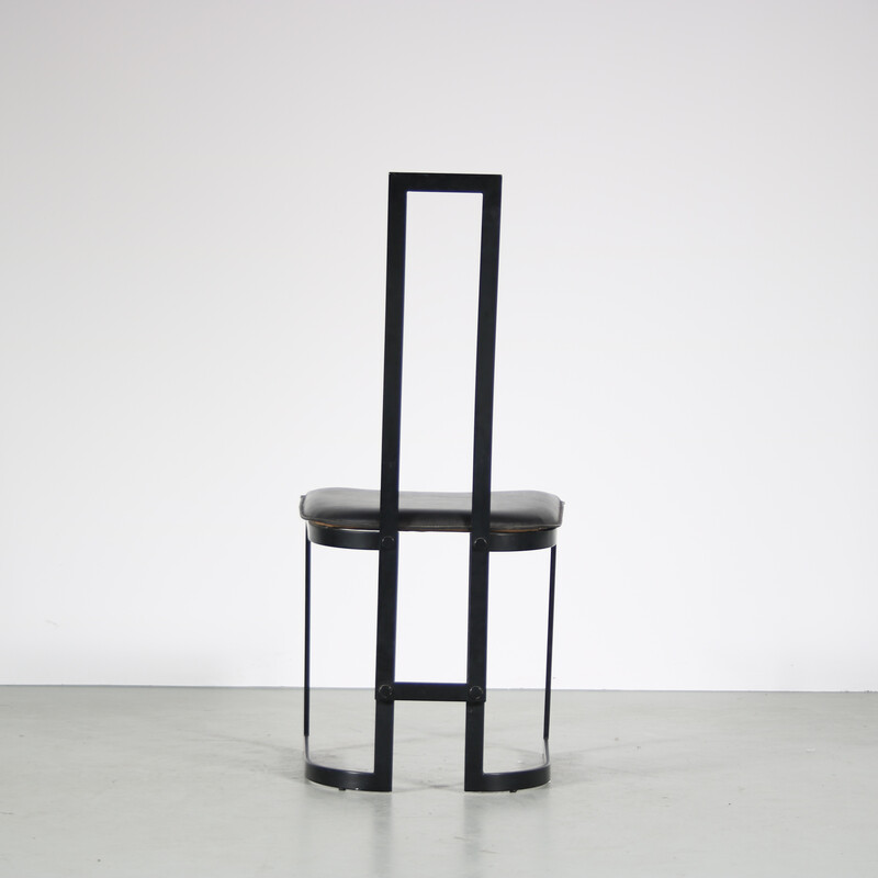 Cadeira lateral de metal preto Vintage por Gastone Rinaldi para Thema, Itália 1980s