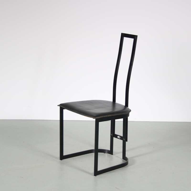Beistellstuhl aus schwarzem Metall von Gastone Rinaldi für Thema, Italien 1980er