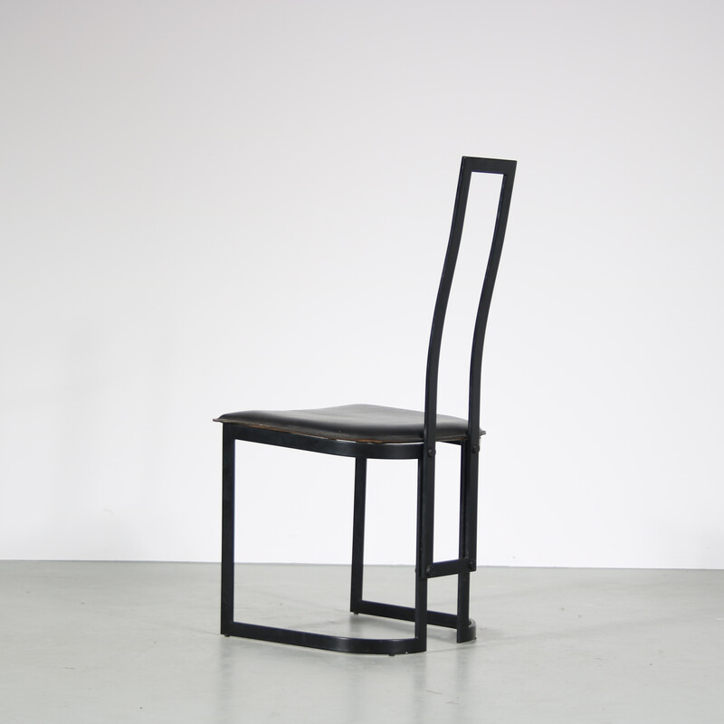 Vintage black metal side chair by Gastone Rinaldi for Thema, Italy 1980s