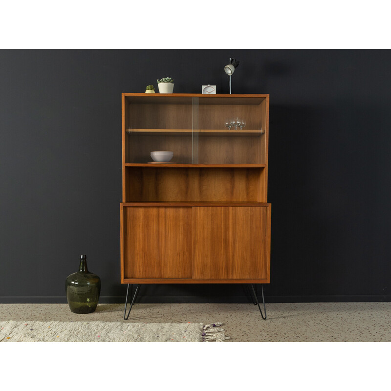 Vintage display cabinet in walnut, glass and pin, Germany 1950s