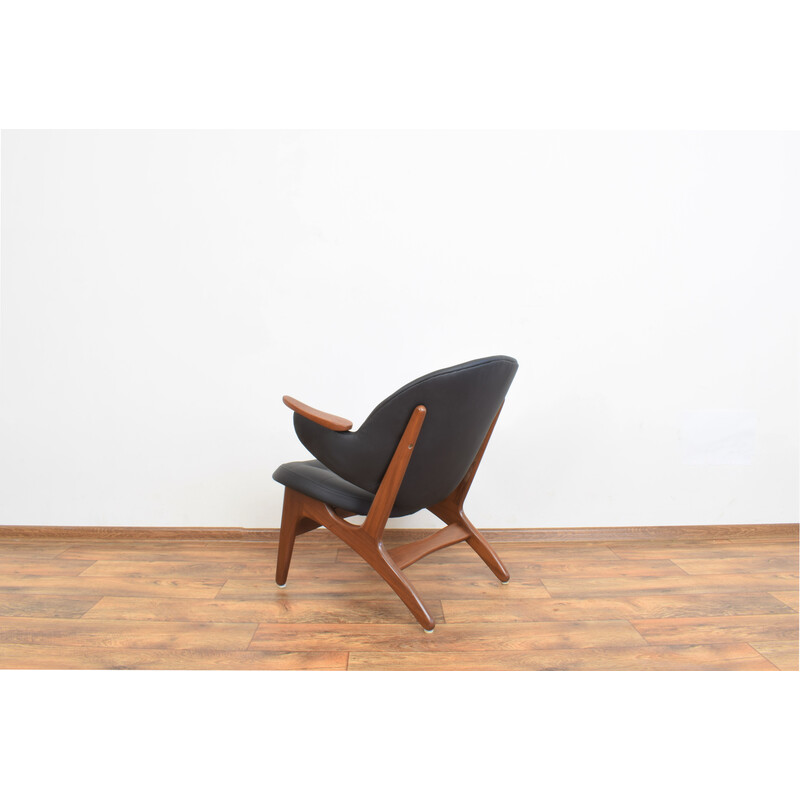 Vintage 33 Sessel in Teak und schwarzem Leder von Carl Edward Matthes, 1950er Jahre