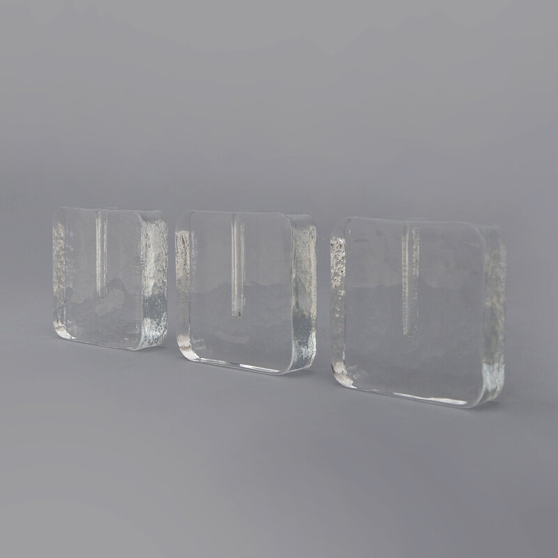Conjunto de 3 vasos de vidro Murano vintage de Alfredo Barbini, Itália Anos 60