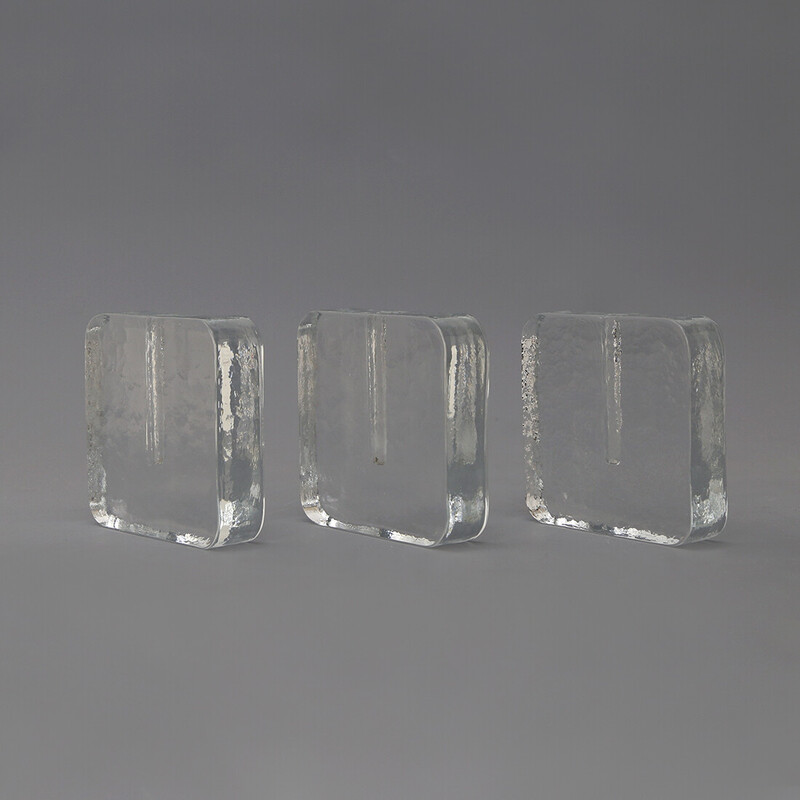 Juego de 3 jarrones vintage de cristal de Murano de Alfredo Barbini, Italia años 60