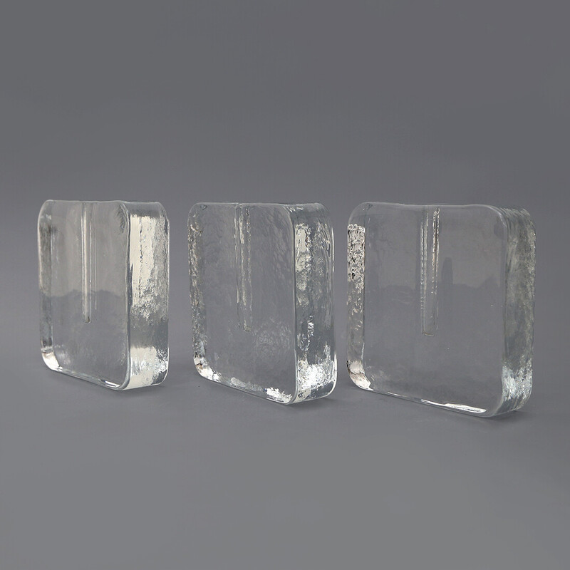 Set of 3 vintage Murano glass vases by Alfredo Barbini, Italy 1960s