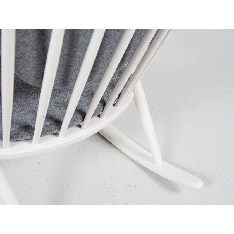 Vintage rocking chair in white lacquered wood by Frank Reenskaug for Bramin, Denmark 1960s