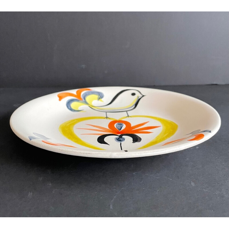 Vintage white earthenware plate by Roger Capron, France 1960s