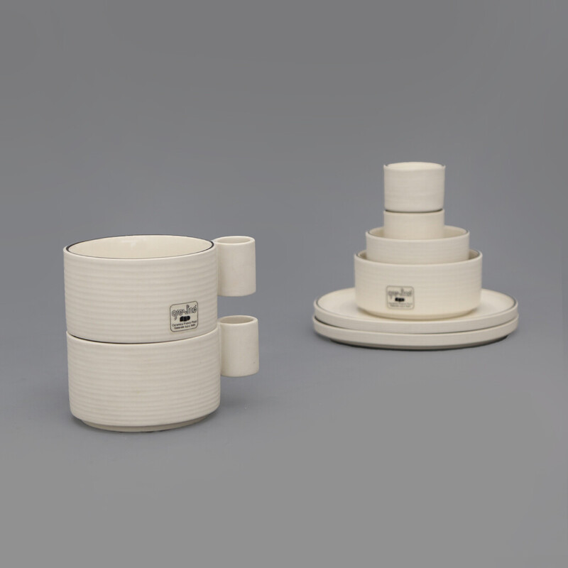 Juego de té de cerámica de gres vintage de Ambrogio Pozzi para Ceramica Franco Pozzi, años 70