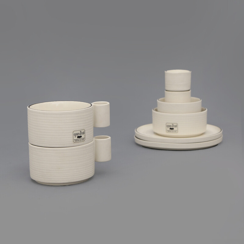 Vintage aardewerk theeservies van Ambrogio Pozzi voor Ceramica Franco Pozzi, 1970.