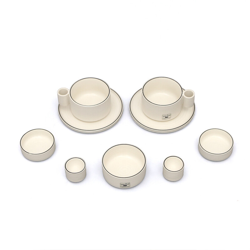 Vintage stoneware ceramic tea service set by Ambrogio Pozzi for Ceramica Franco Pozzi, 1970s