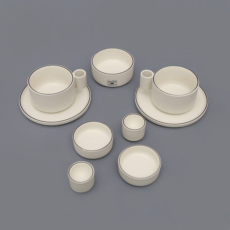 Vintage stoneware ceramic tea service set by Ambrogio Pozzi for Ceramica Franco Pozzi, 1970s