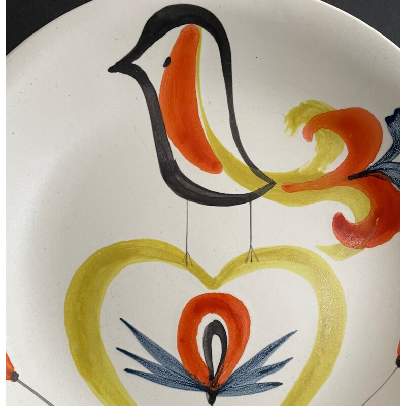 Assiette vintage en faïence blanche par Roger Capron, France 1960