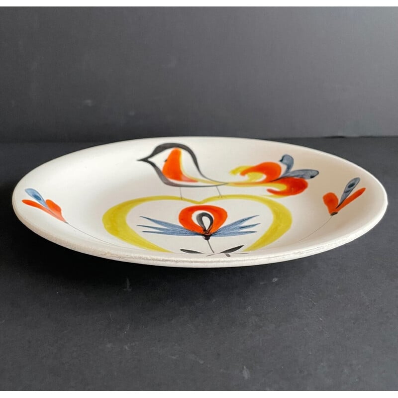 Assiette vintage en faïence blanche par Roger Capron, France 1960