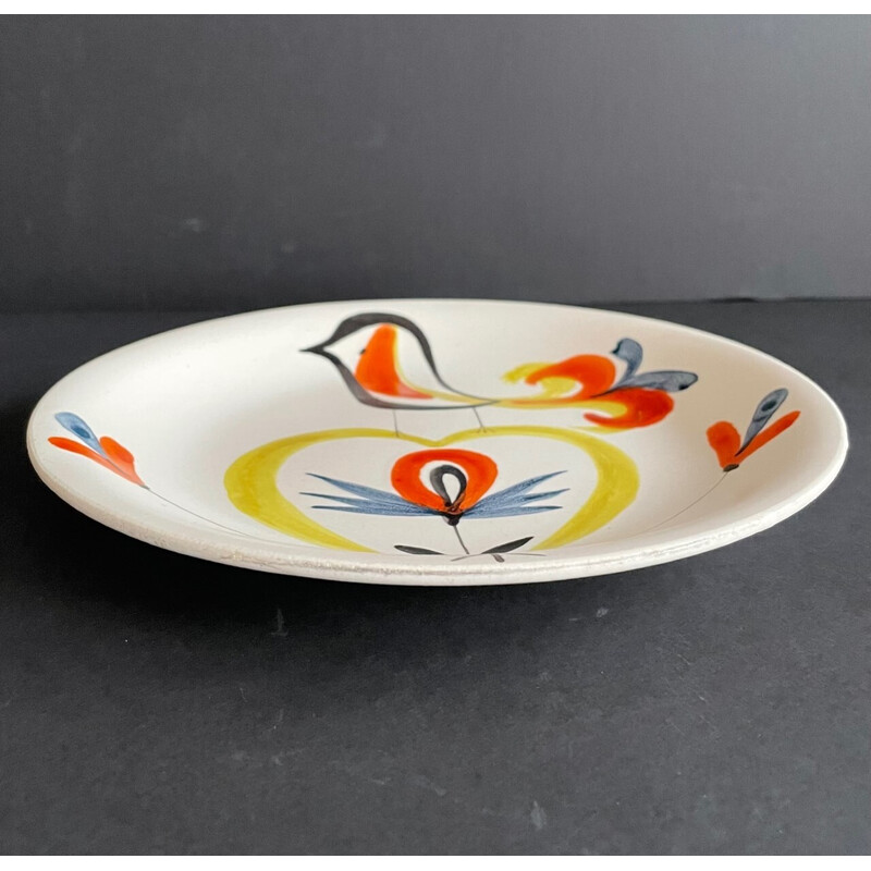 Vintage white earthenware plate by Roger Capron, France 1960s