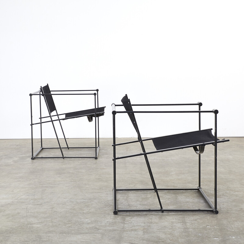 Pair of Radboud van Beekum "FM60" cubic chair - 1980s