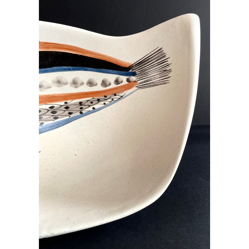 Vintage white earthenware "fish" cup by Roger Capron, France 1950s