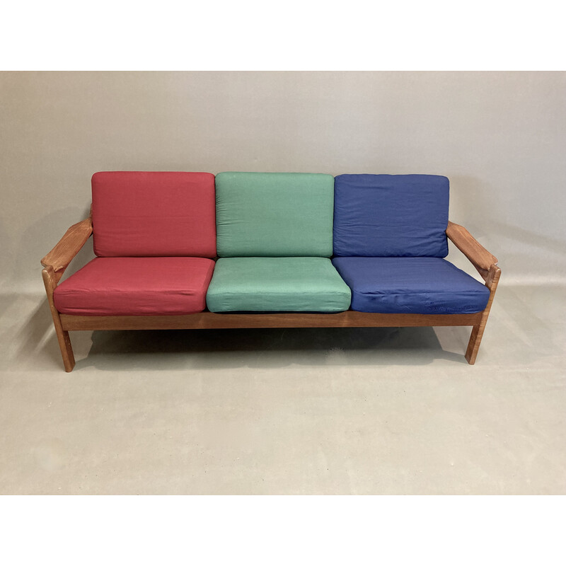 Skandinavisches Vintage-Sofa aus Teakholz und Baumwolle, 1950