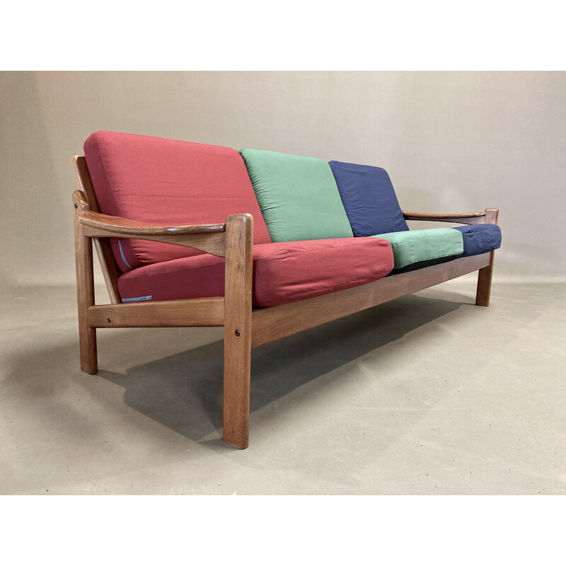 Skandinavisches Vintage-Sofa aus Teakholz und Baumwolle, 1950