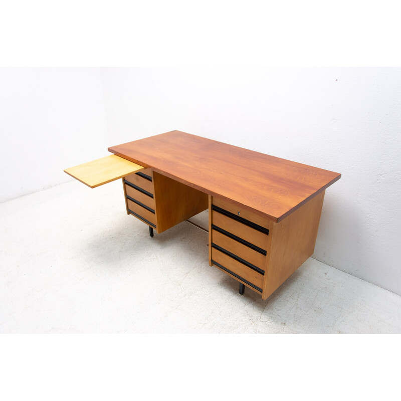 Vintage desk in beech, iron and plastic, Czechoslovakia 1970s