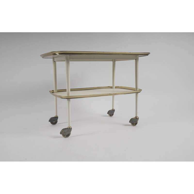 Vintage brass and glass trolley for Vereinigte Münchener Werstätten, Germany 1950s