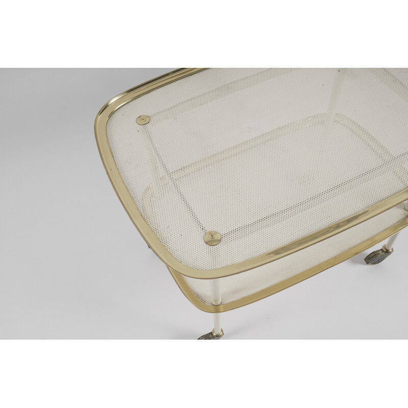 Vintage brass and glass trolley for Vereinigte Münchener Werstätten, Germany 1950s