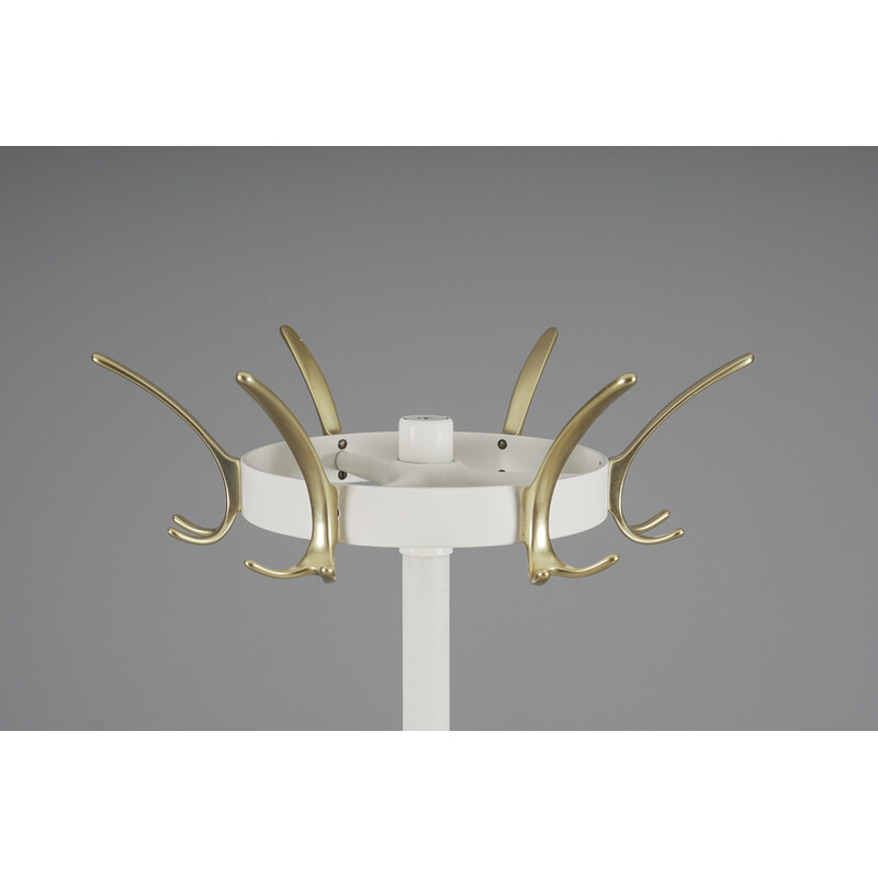 Vintage swivel coat rack in white and gold, 1960s