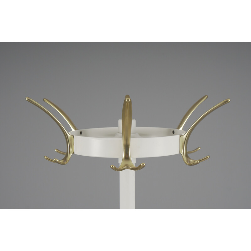 Vintage swivel coat rack in white and gold, 1960s