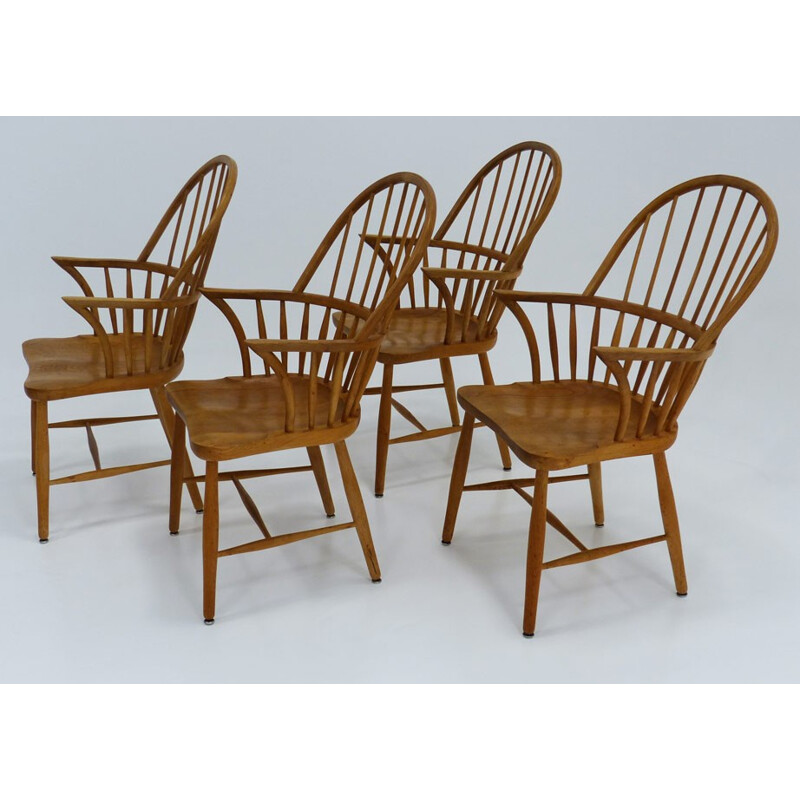 Lot de 4 chaises type Windsor CH18A de Frits Henningsen - 1950