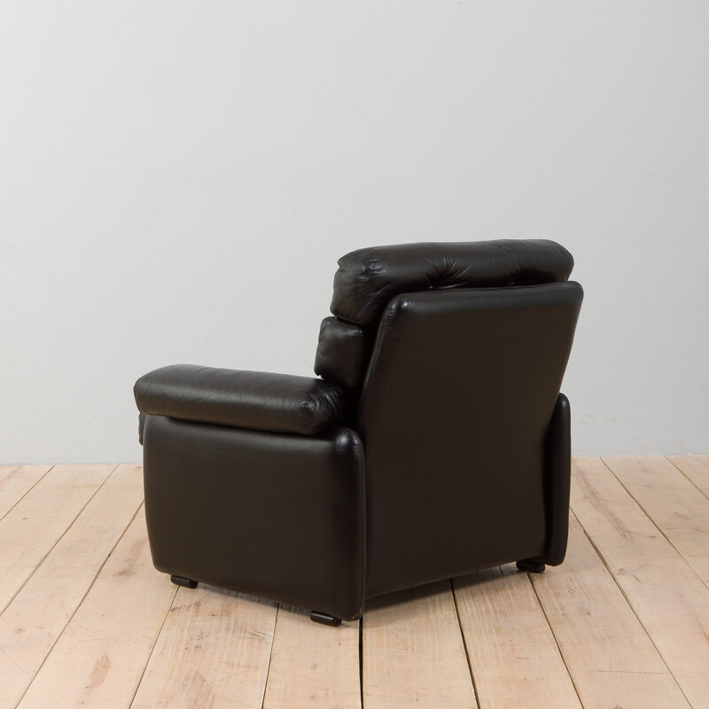 Vintage Coronado armchair in black leather by Afra and Tobia Scarpa for C&B, Italy 1960s