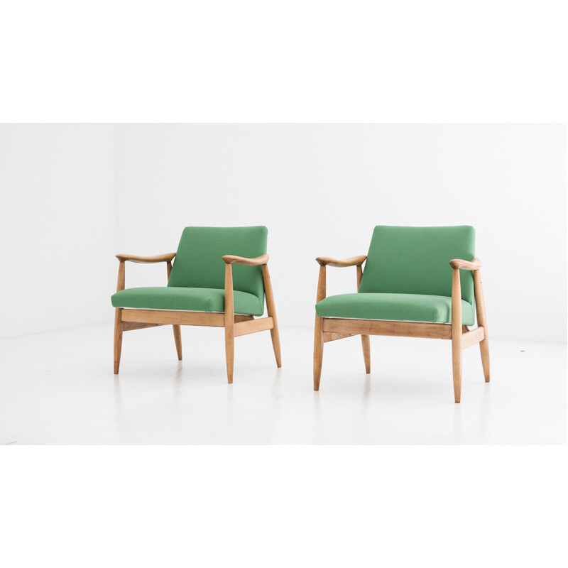 Paire de fauteuils polonais verts - 1950