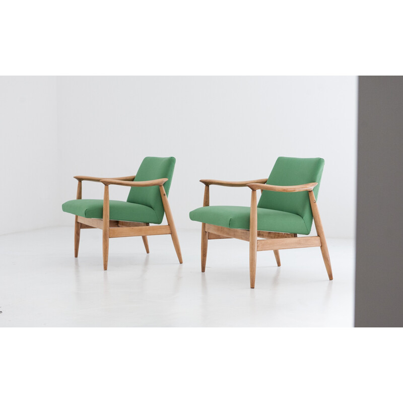 Set of 2 Polish Green Armchairs - 1950s