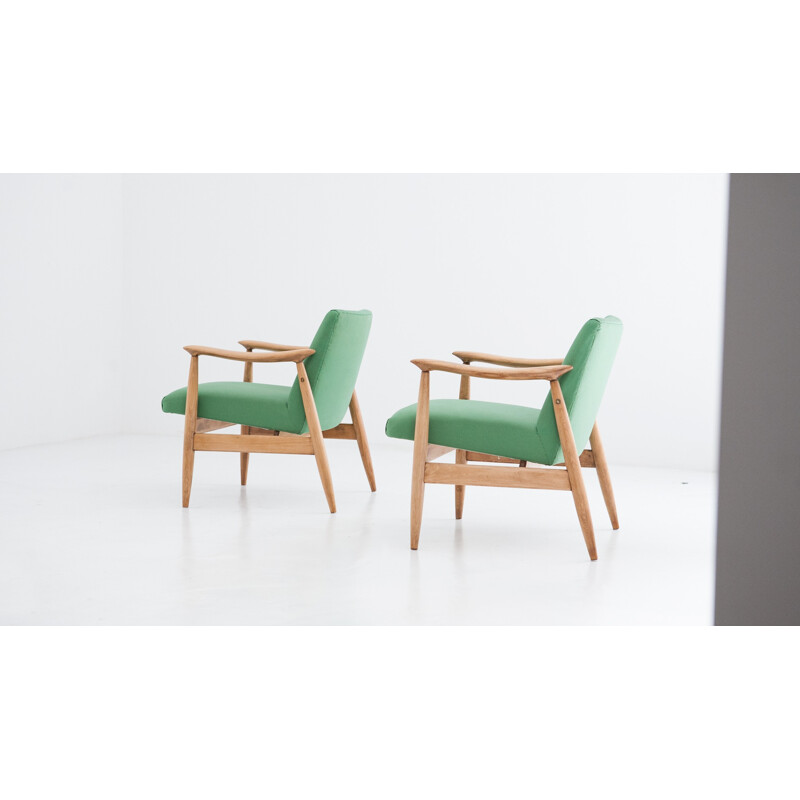 Set of 2 Polish Green Armchairs - 1950s