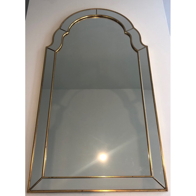 Vintage beaded mirror in gilded wood, 1970s