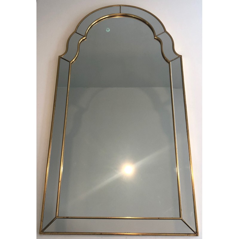 Vintage beaded mirror in gilded wood, 1970s