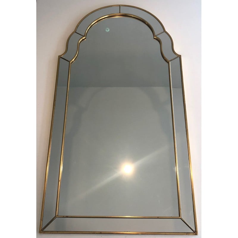 Vintage beaded mirror in gilded wood, 1970s