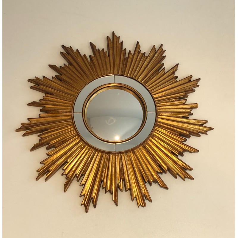 Vintage sunshine mirror in gold resin, France 1970s