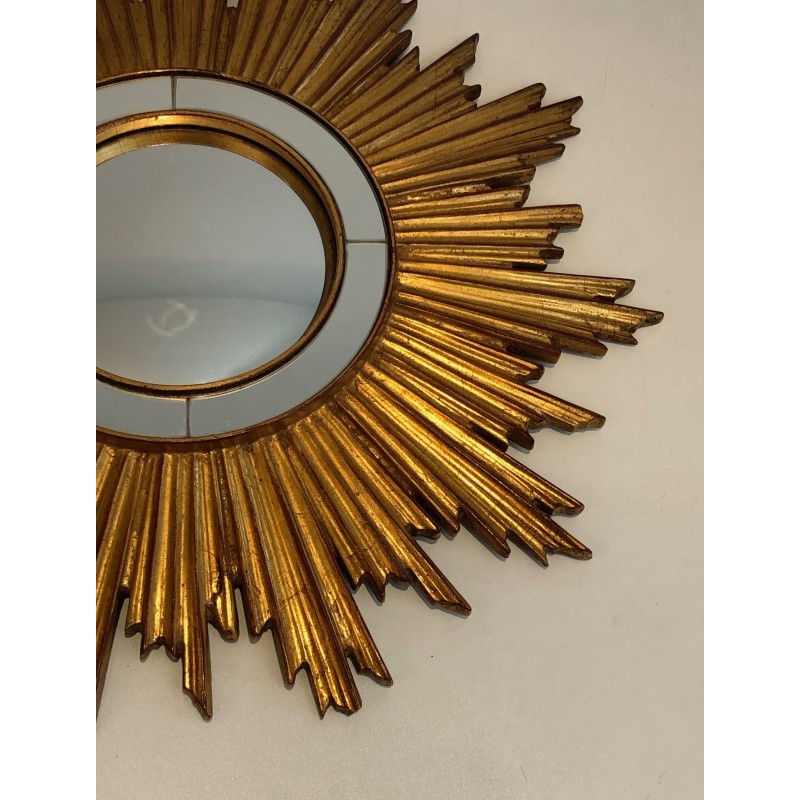 Vintage sunshine mirror in gold resin, France 1970s