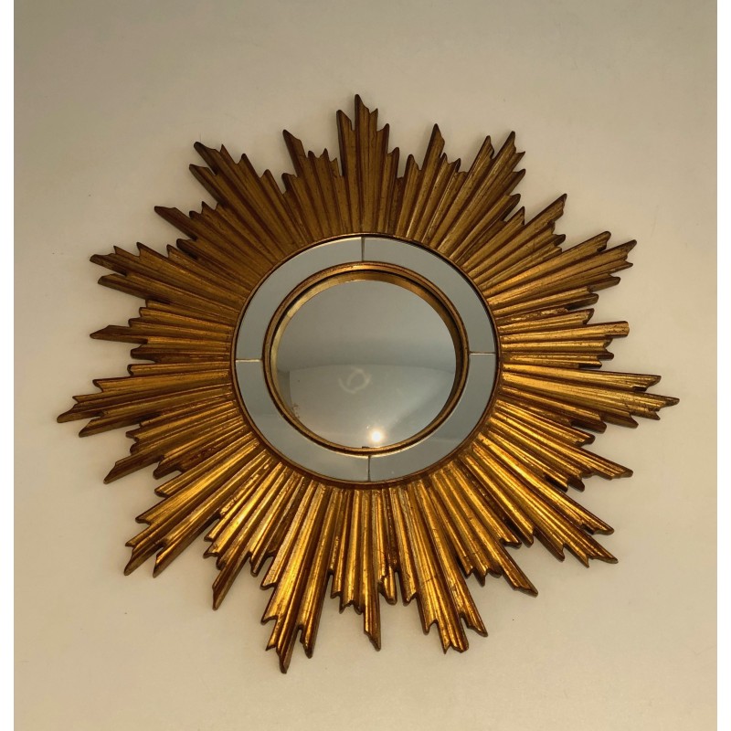 Espelho de luz solar Vintage em resina dourada, França 1970